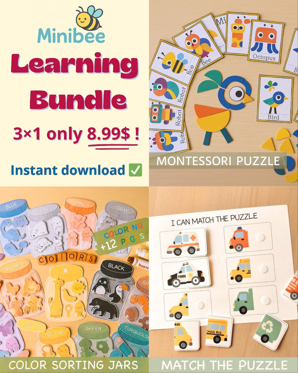 Minibee Learning Bundle | Montessori Printable Set